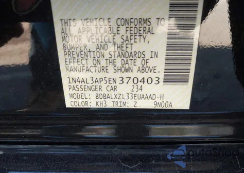 2014 Nissan Altima 2.5 Sl from USA, damaged, VIN 1N4AL3AP5EN370403